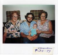  Marian Gertrude Lane (Don's maternal grandmother), Donald Dale Turner (holding son), Mathew Scott Turner (son), and Marian Charlotte Lane Turner (Mathew's grandmother).